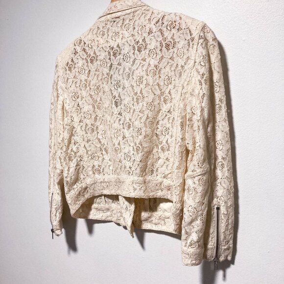 Cream Lace Biker Moto Jacket - Picture 12 of 16